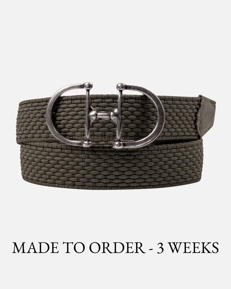 MADE TO ORDER Hayden│Elastische Riem met Zilveren Bitgesp