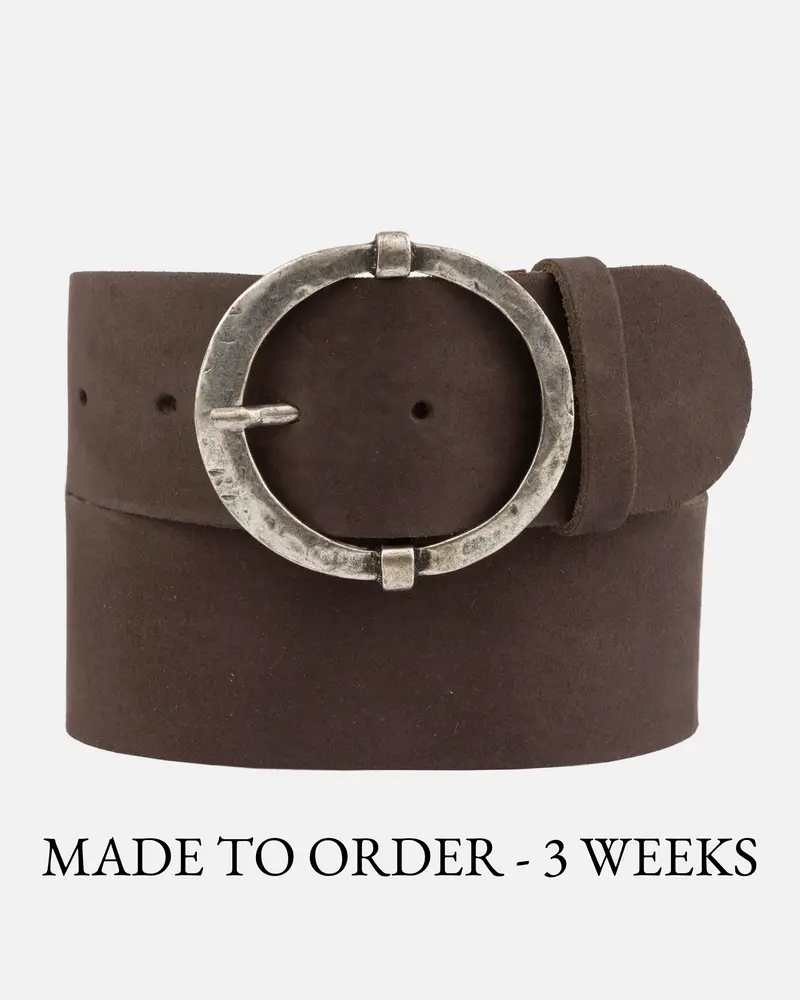 MADE TO ORDER Lean │ Luxe Leren Riem met Ronde Vintage Gesp