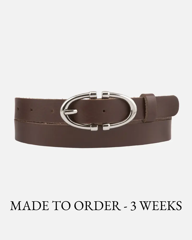 MADE TO ORDER Liane │ Smalle Leren Riem met Slanke Ovale Gesp