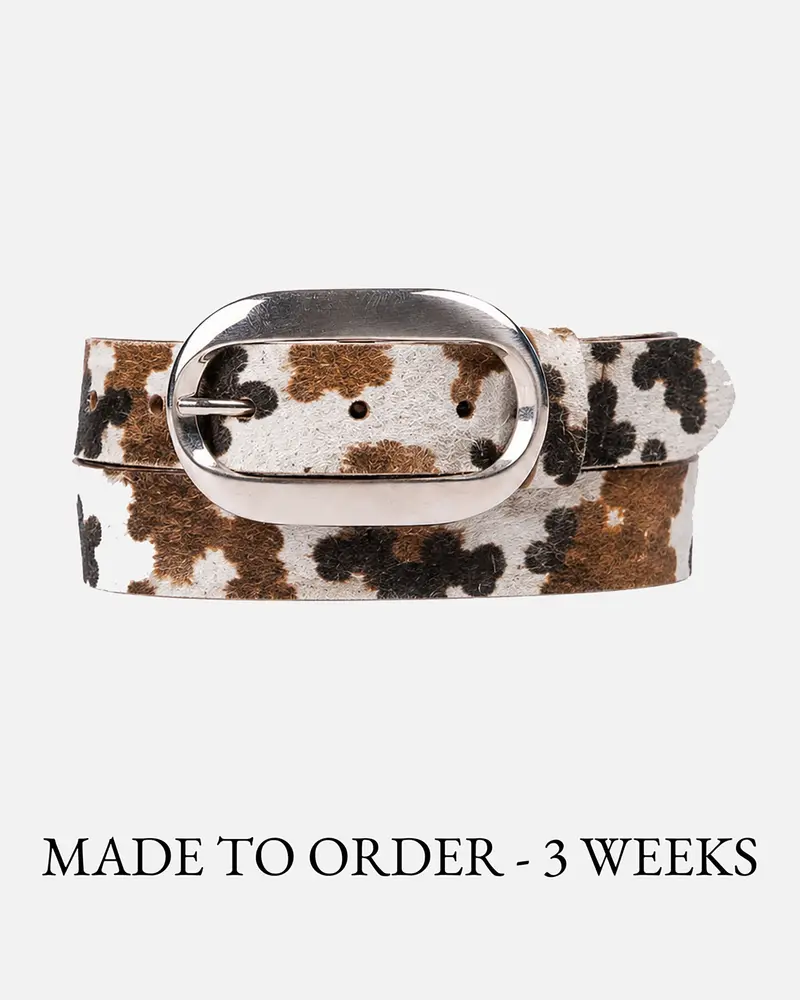 MADE TO ORDER Mitzi︱Leopard & Cow Hair Leather Belt with Statement Buckle