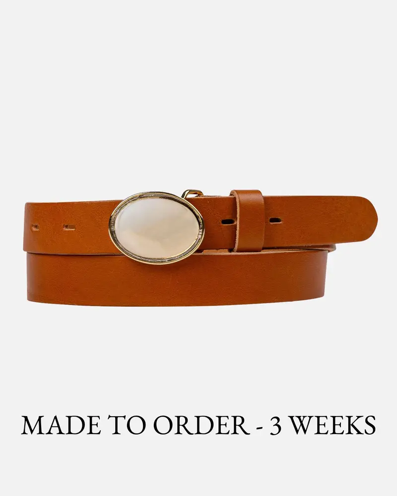 MADE TO ORDER Mosa│Lederen Riem met Ovale Statement Gesp