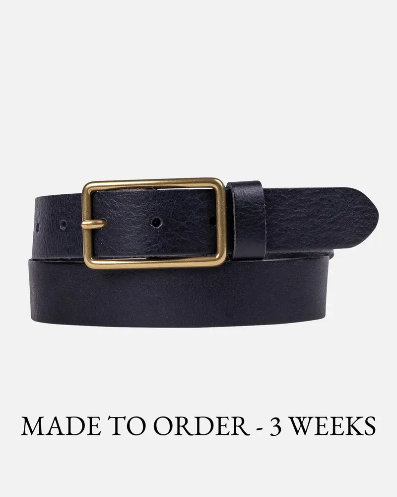 MADE TO ORDER Nora│Italiaanse Lederen Riem met Rechthoekige Gesp