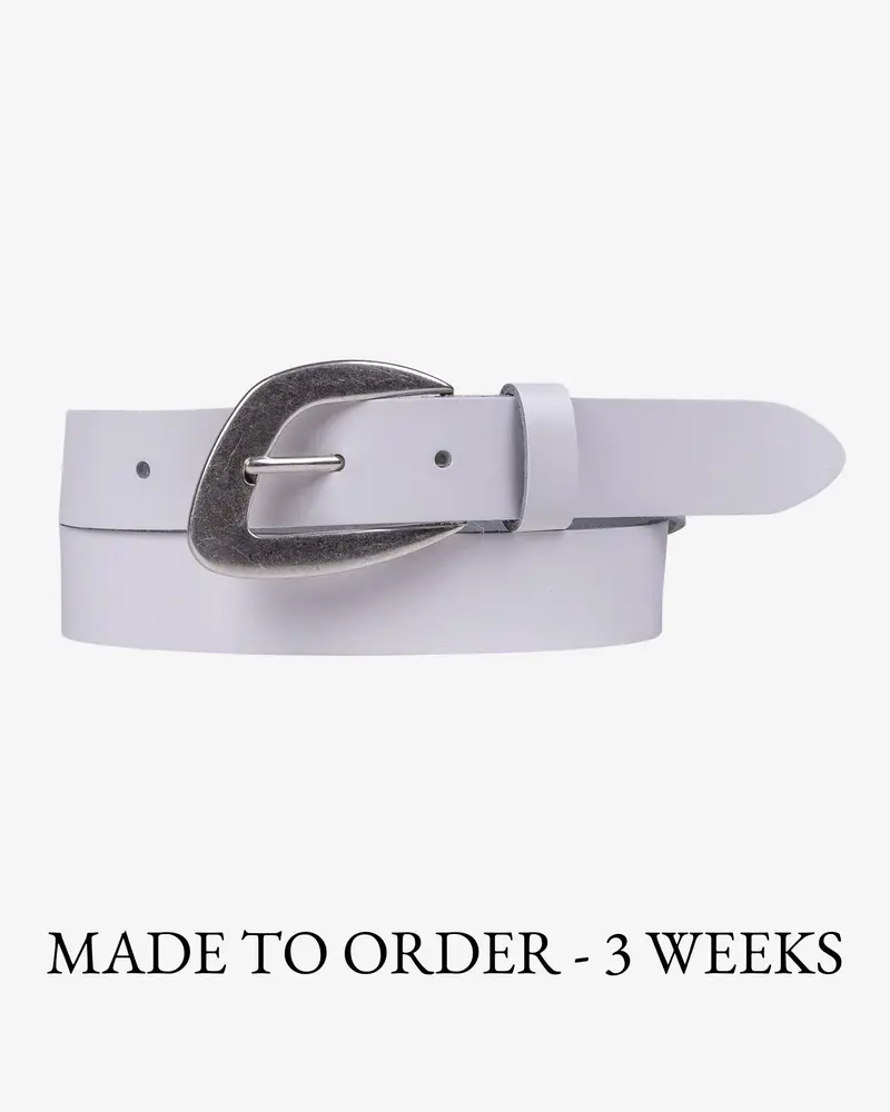 MADE TO ORDER Sava│Premium Lederen Riem met Asymmetrische Zilveren Gesp