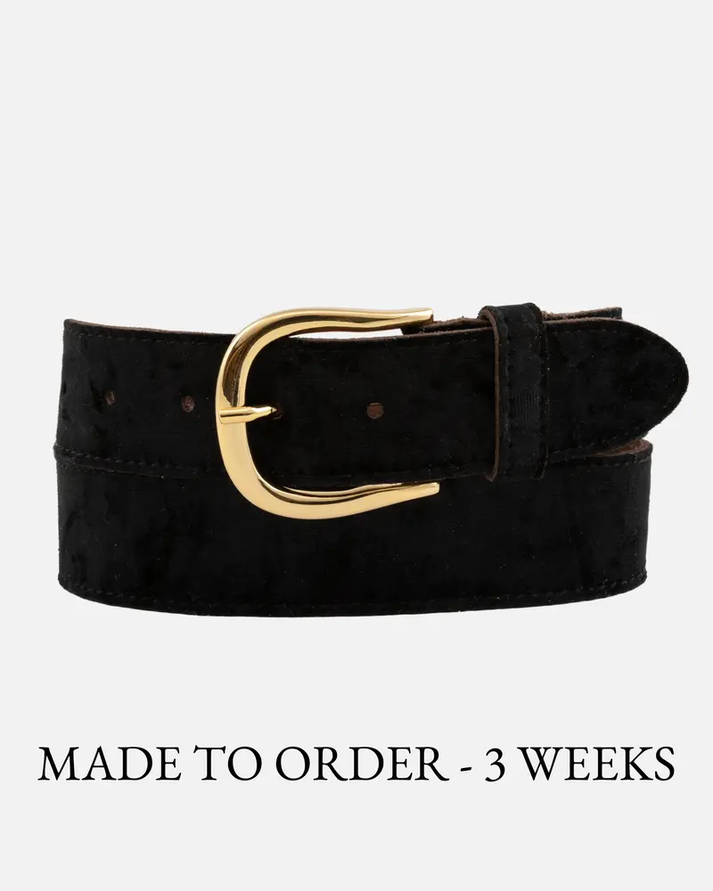 MADE TO ORDER Syl │ Luxe Fluwelen Leren Riem met Hoefijzergesp