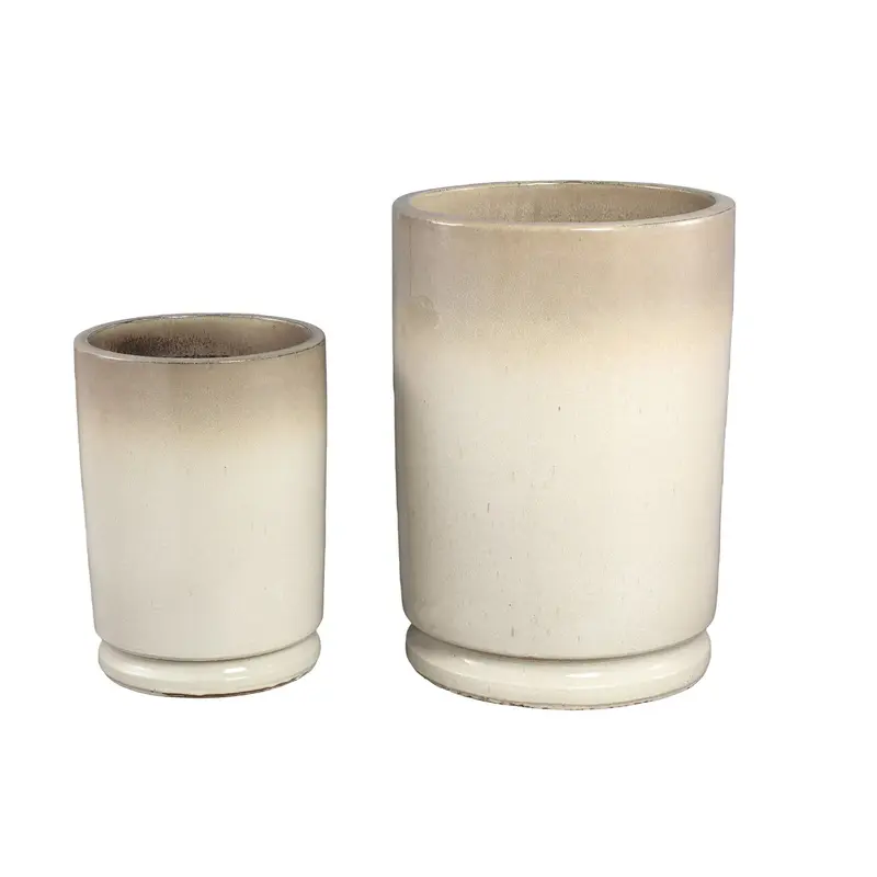 Madsen Potten Keramiek Beige Cilinder Hoog Set van 2 PTMD