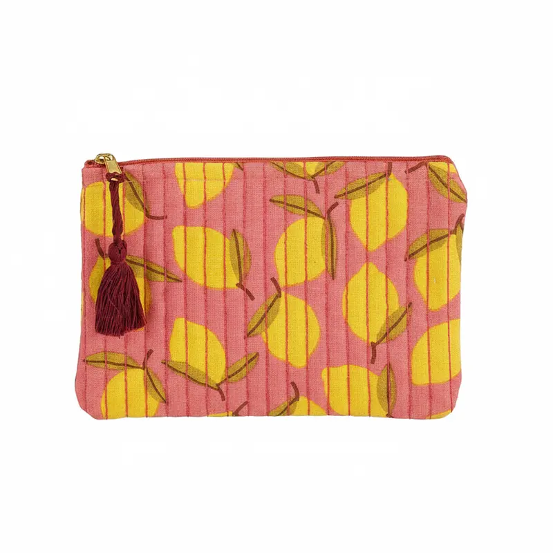 Make-up tas Citroen roze geel 21x13cm