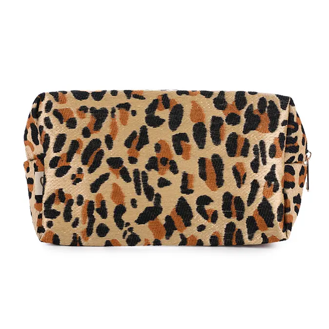 Make-up tas Luipaard khaki 22x14cm
