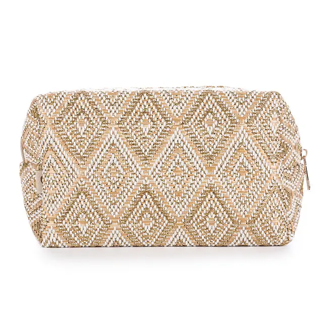 Make-up tas Ruit beige 22x14cm