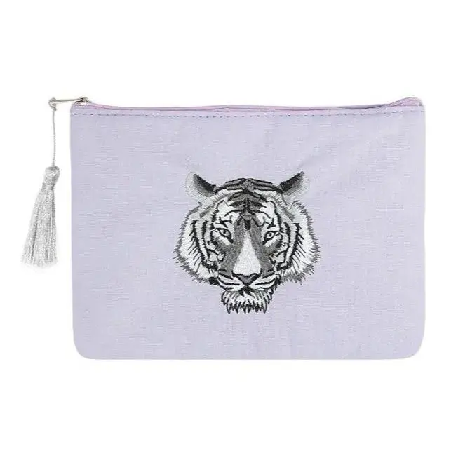 Make-up tas Tijgerhoofd lila 22x16cm