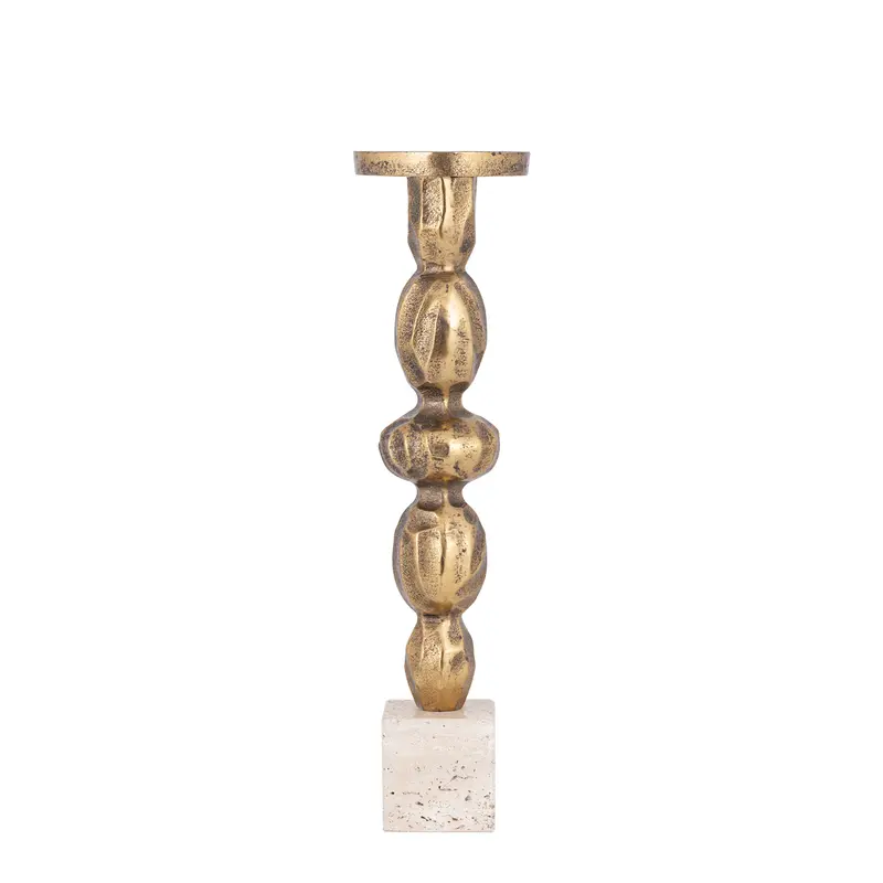 Malines Gold Casted Alu Candleholder On Base L PTMD