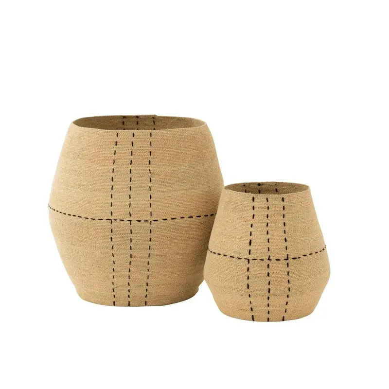 Mand Stippellijnen Zeegras Naturel/Zwart Set van 2 J-Line