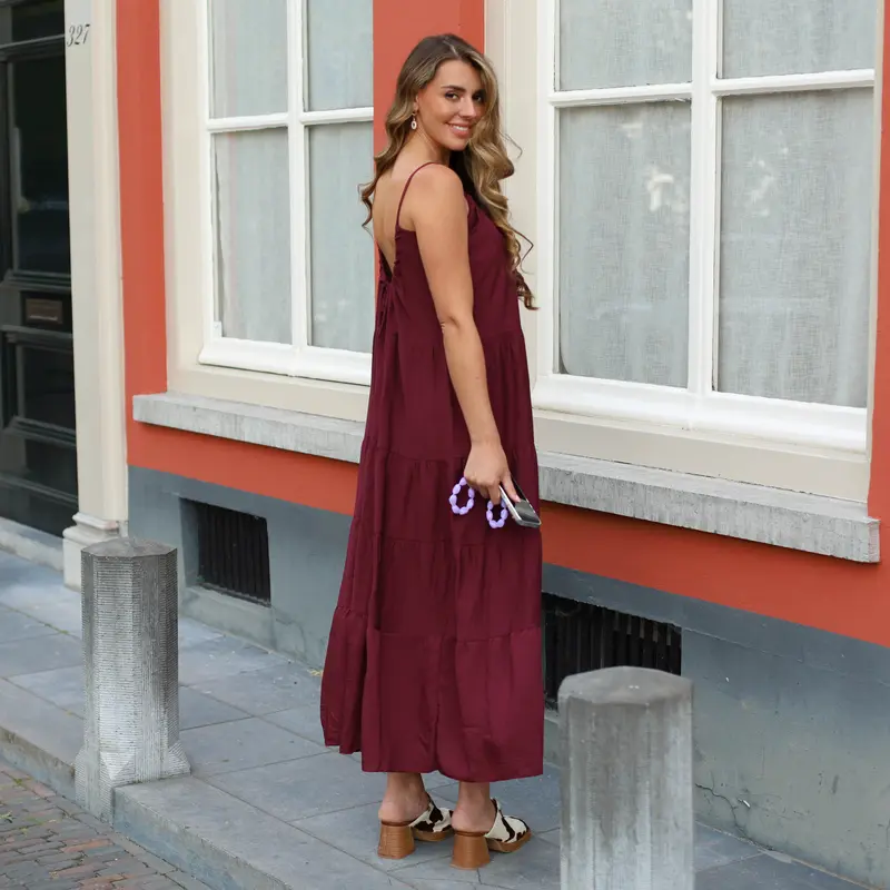 Mara maxi jurk bordeaux