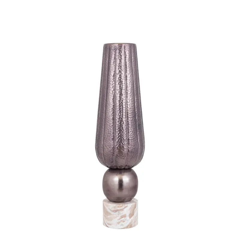 Marive Bronze Alu Sheet Vaas On Marmer Base Rond Dia20xH76cm PTMD