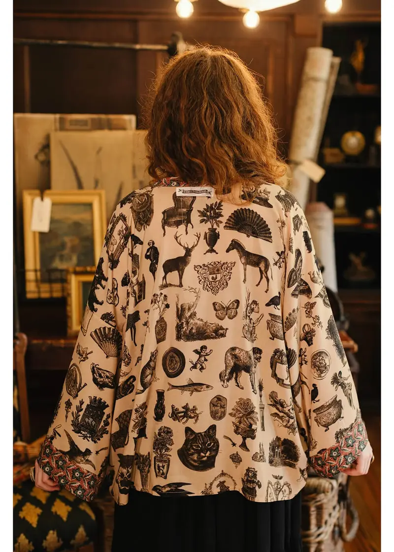 Market Of Stars Curiosities Short Kimono Beige