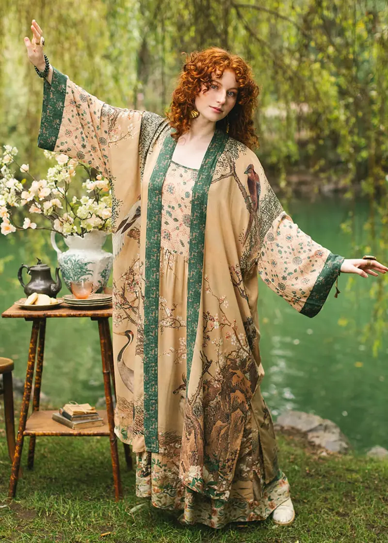 Market Of Stars Fable Matinée Long Kimono Brown