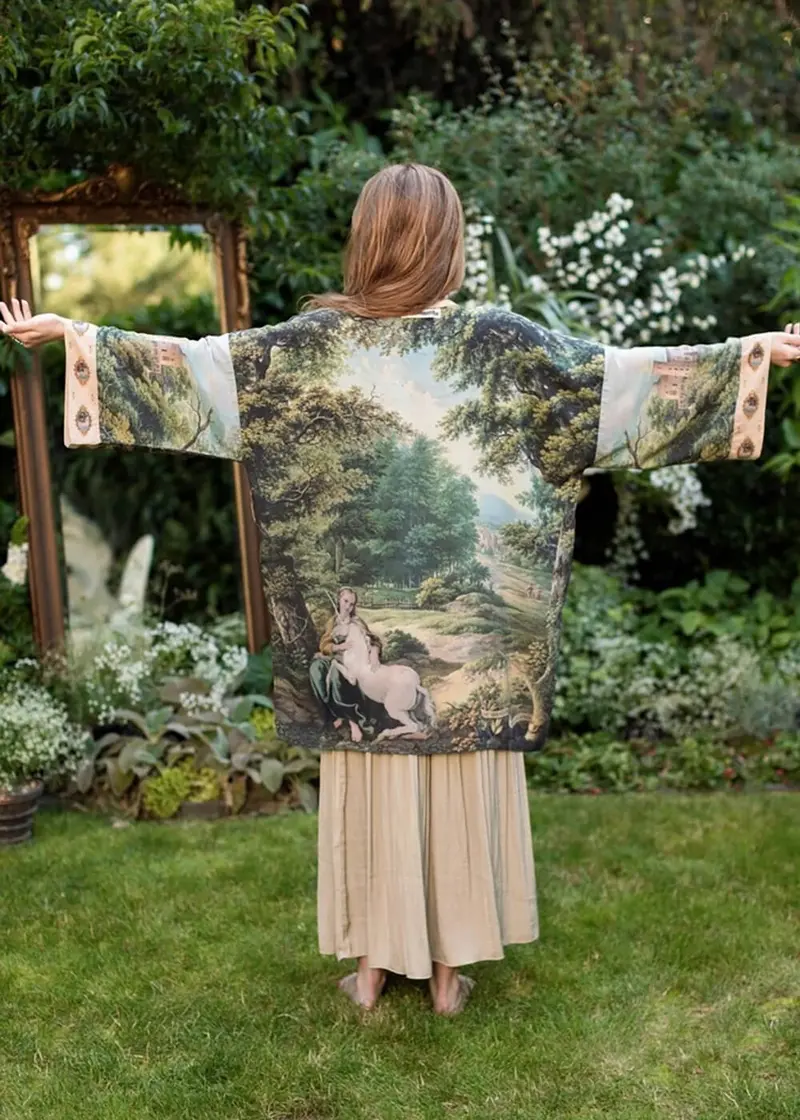 Market Of Stars The Mythmaker Unicorn Midi Kimono Blue
