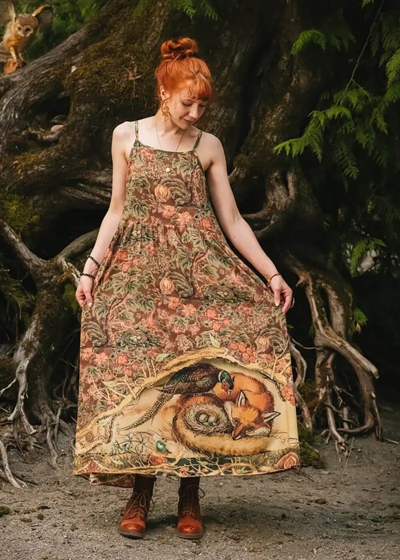 Market Of Stars Woodland Wisdom Fox & Owl Maxi Dress