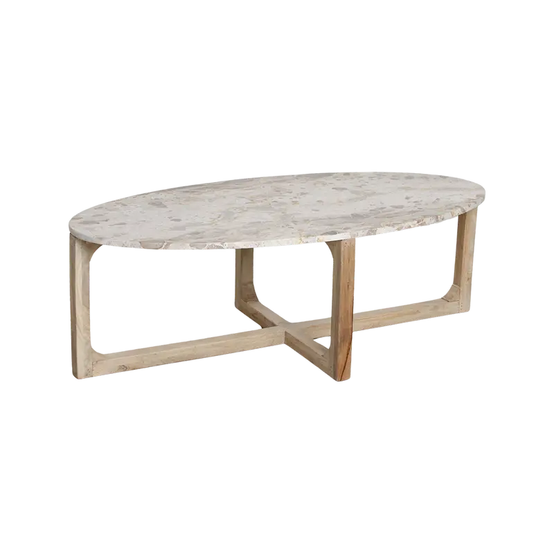 Marmeren Salontafel Ovaal Crème Raw Materials