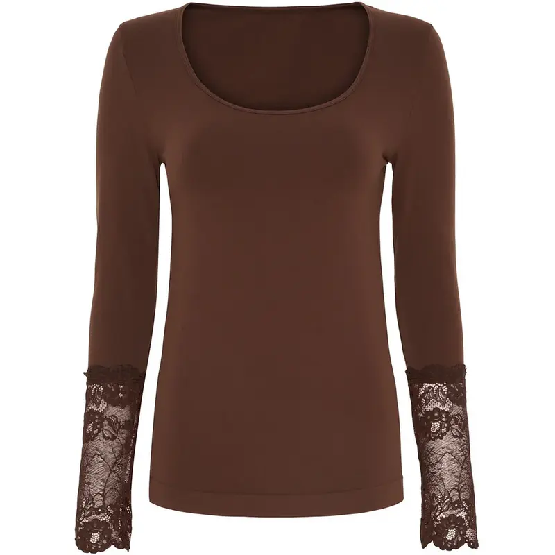 Mary Blouse Lace LS H5-604 Cioccolato