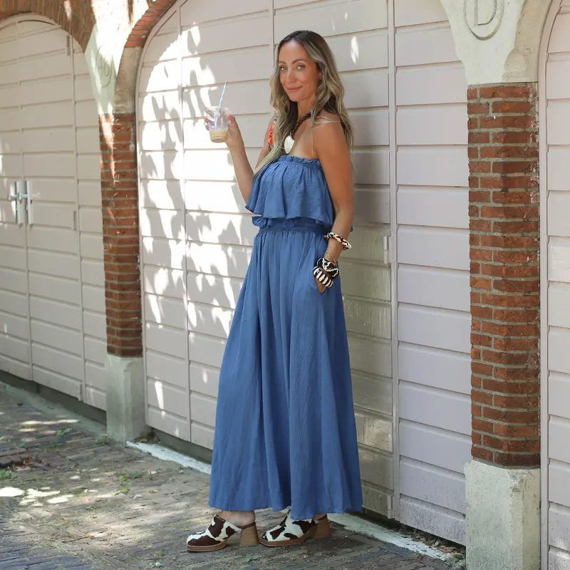 Maxi skirt long blauw