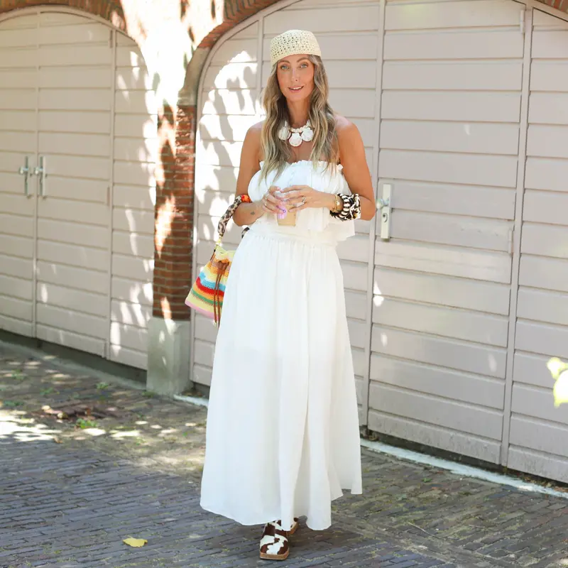 Maxi skirt long ecru