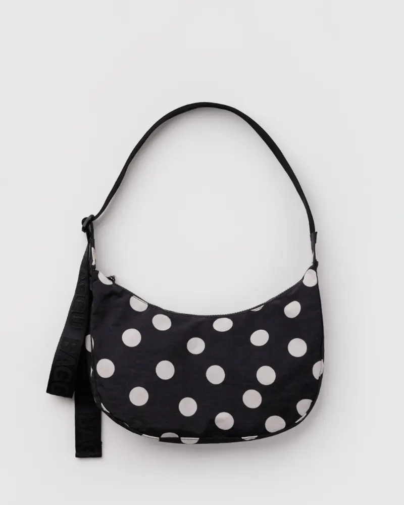 Medium Crescent Bag - Black & Cream Polkadot [PRE ORDER]