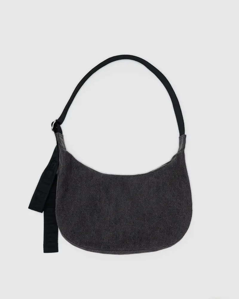 Medium Crescent Bag - Washed Black Denim