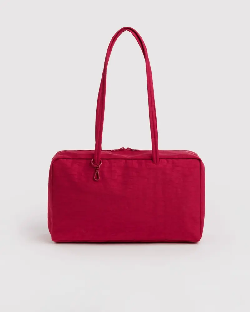 Medium Nylon Bowler Bag - Cherry