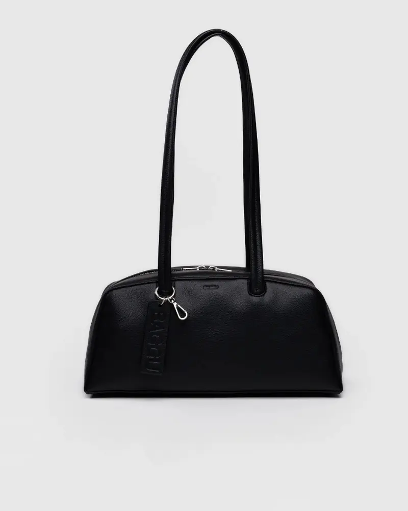 Medium Recycled Leather Bowler Bag - Black