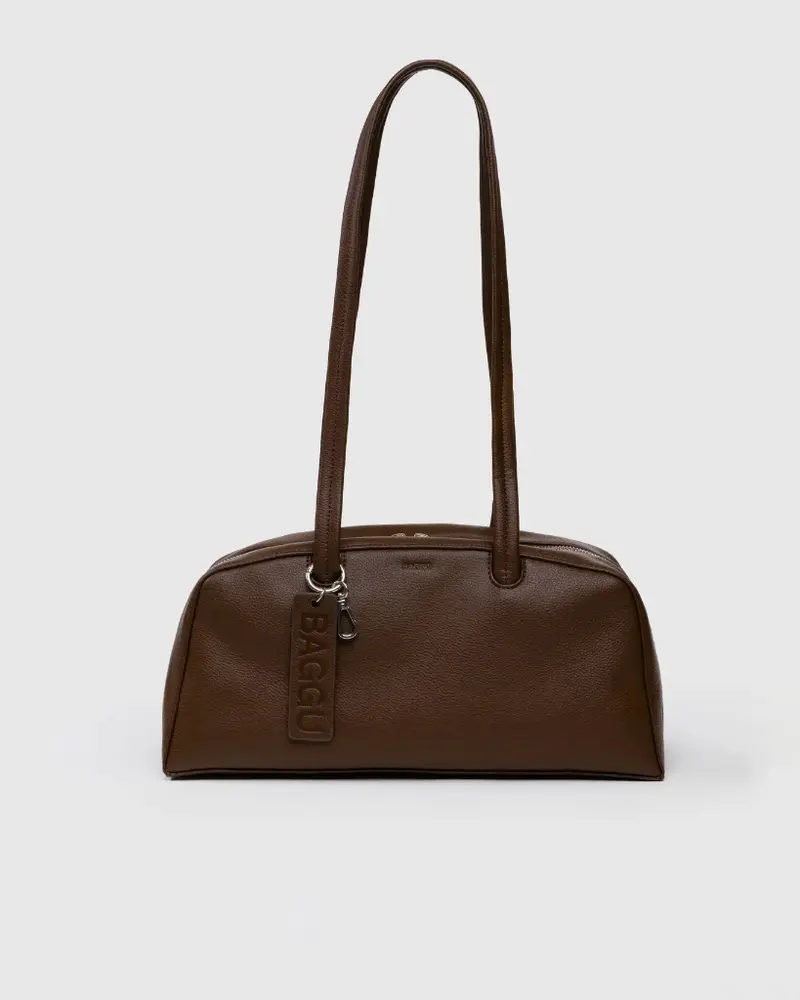 Medium Recycled Leather Bowler Bag - Brown
