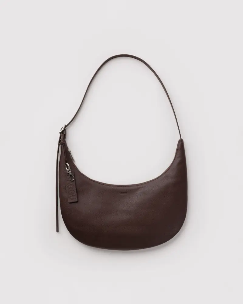 Medium Recycled Leather Flat Crescent Bag - Brown [PRE ORDER]
