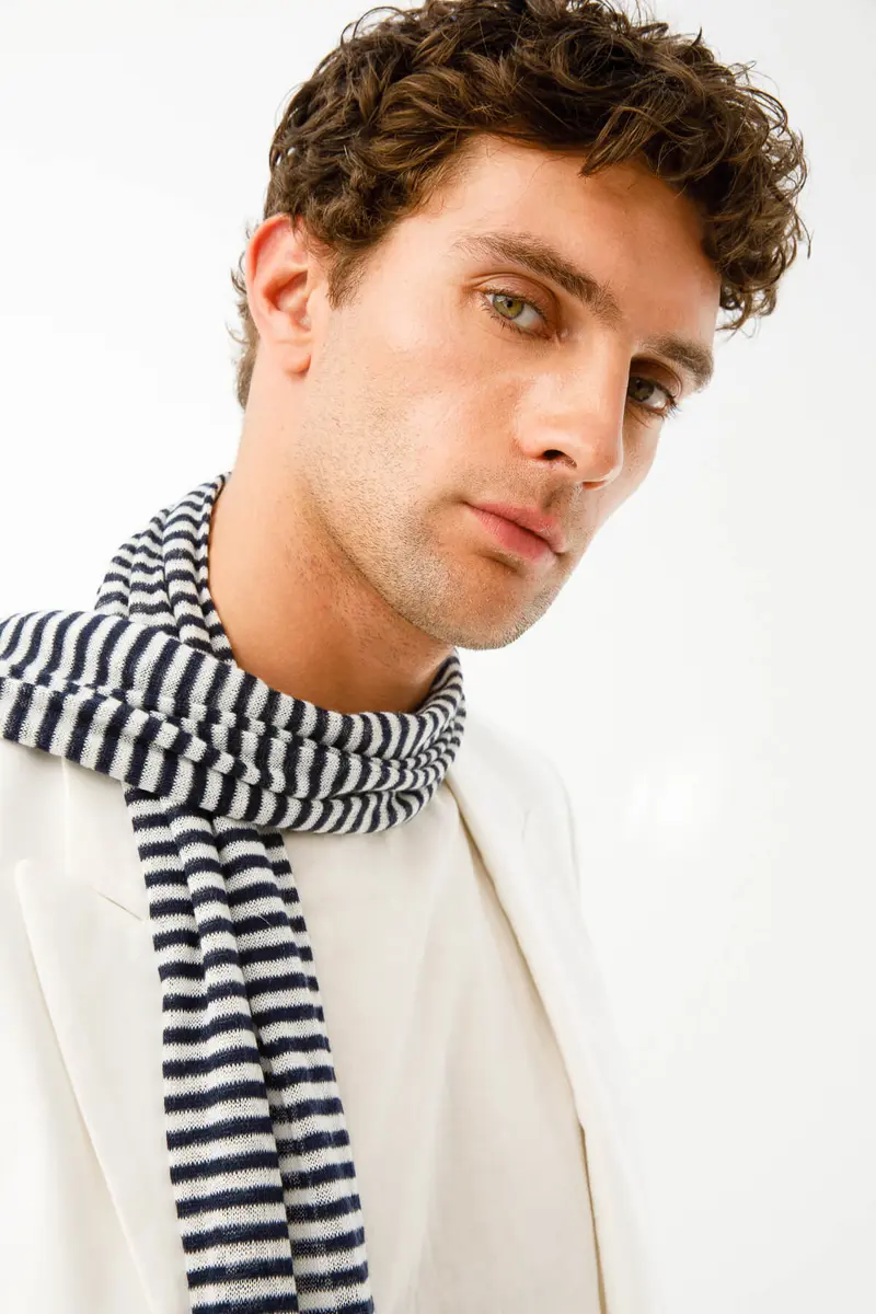 MEN EPHESUS SCARF NAVY- ECRU