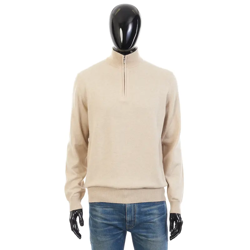 Mezzocollo Sweater In Natural Melange Baby Cashmere