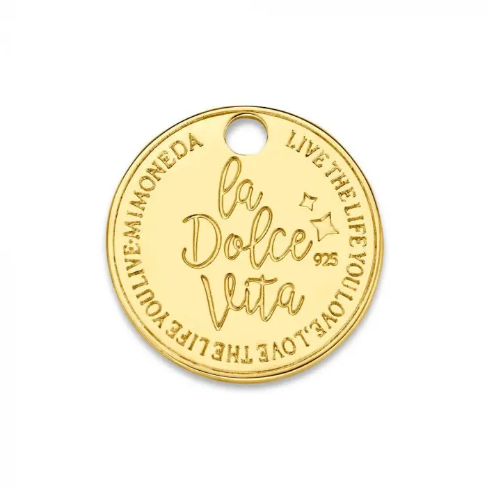 Mi Moneda-MMM DOLCE VITA DELUXE TAG ROUND 15MM 925 SILVER SWAROVSKI CRYSTALS
