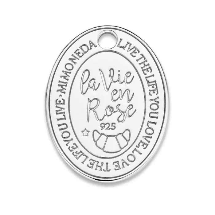 Mi Moneda-MMM ROSE TAG OVAL 20MM 925 SILVER