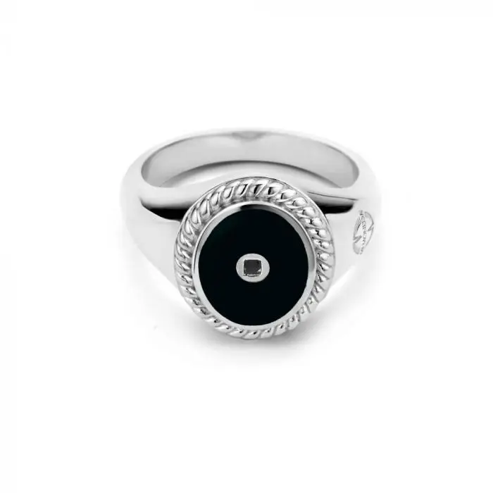 Mi Moneda-MMV ICONS RING OVAL 925 SILVER WITH BLACK ENAMEL