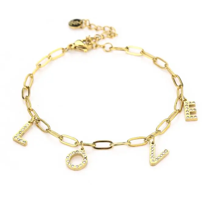 Michelle Bijoux Armband Love Witte Stenen Goud