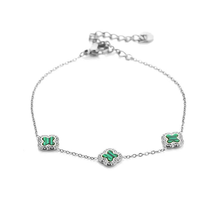 Michelle Bijoux Armband (sieraad) 3 klavers groene stenen