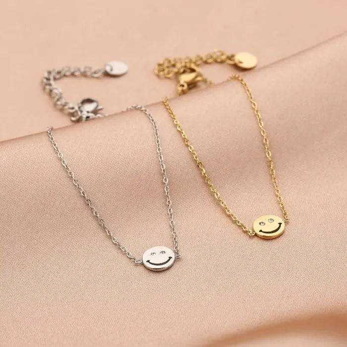 Michelle Bijoux Armband Smiley Witte Stenen