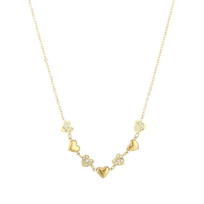 Michelle Bijoux Collier 7 Hartjes Witte Stenen