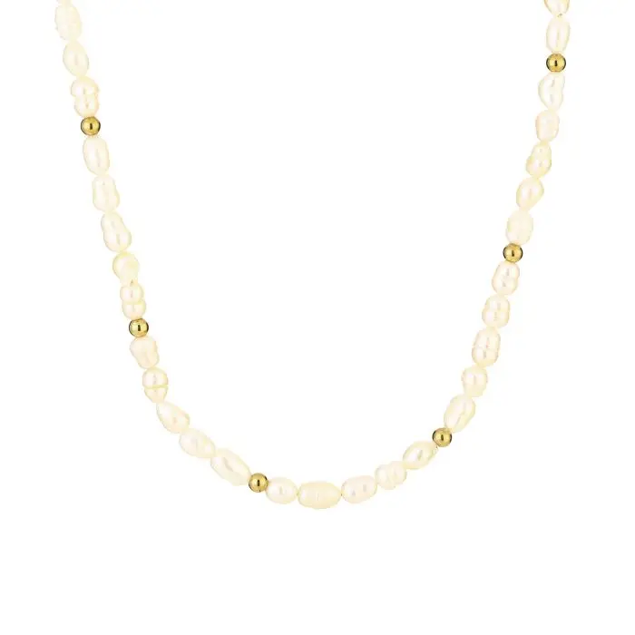 Michelle Bijoux Collier Ketting Zoetwaterparels Balls Goud