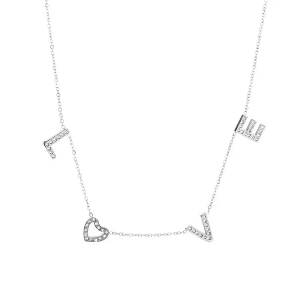 Michelle Bijoux Collier Love Hart Witte Stenen