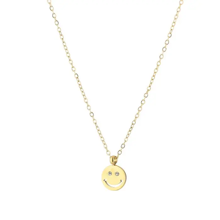 Michelle Bijoux Collier Smiley Witte Stenen