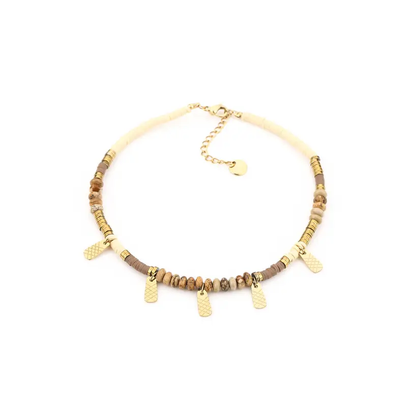Michelle Bijoux enkelbandje ananas beige goud