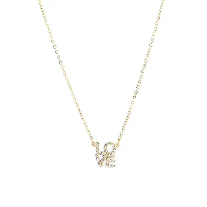 Michelle Bijoux Ketting love strass Goud