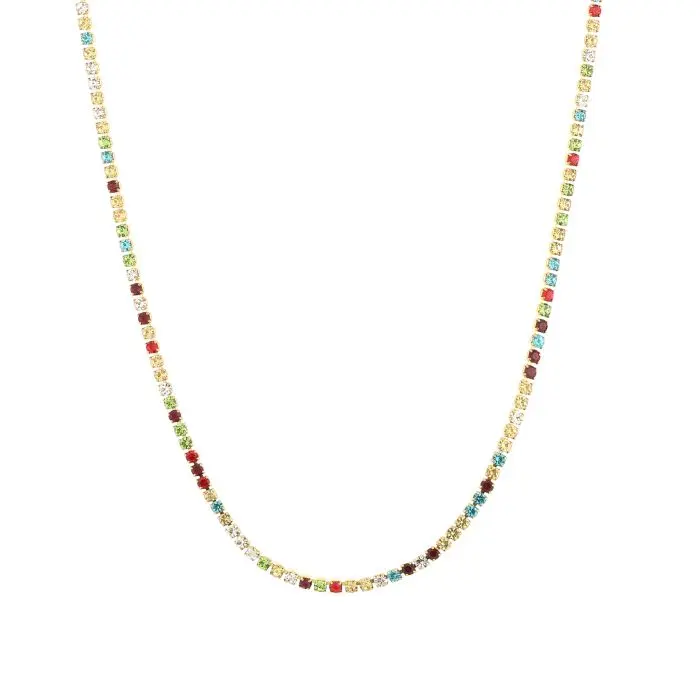 Michelle Bijoux Ketting multi stenen strass Goud