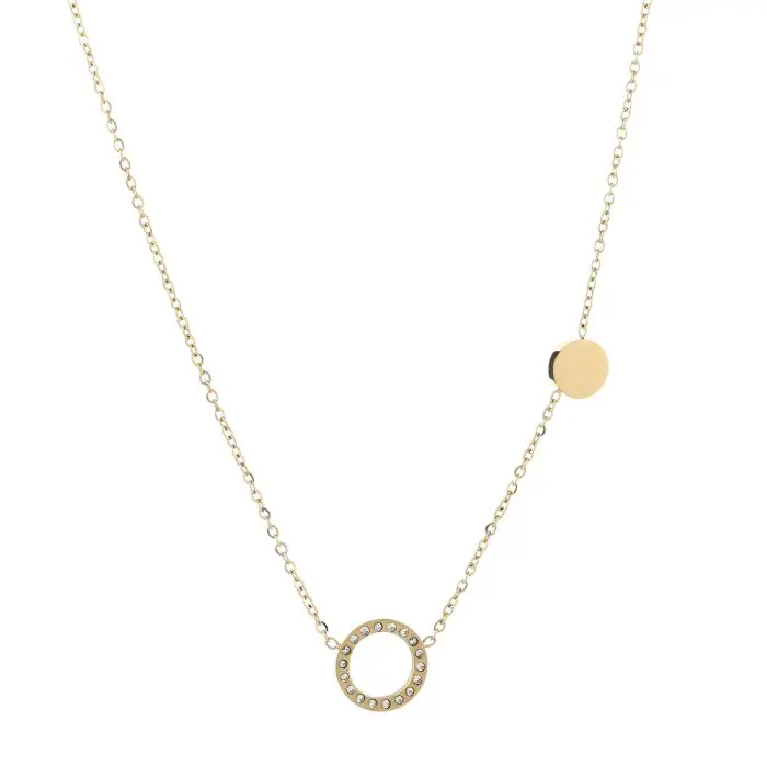 Michelle Bijoux Ketting rondje en rondje strass Goud