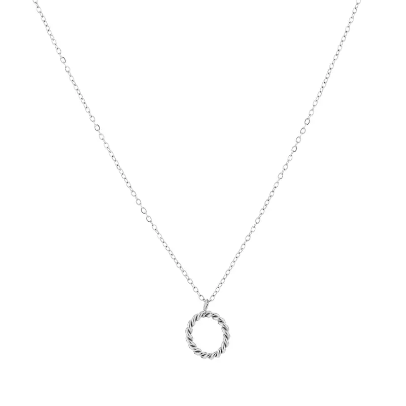 Michelle Bijoux ketting rondje gedraaid Zilver