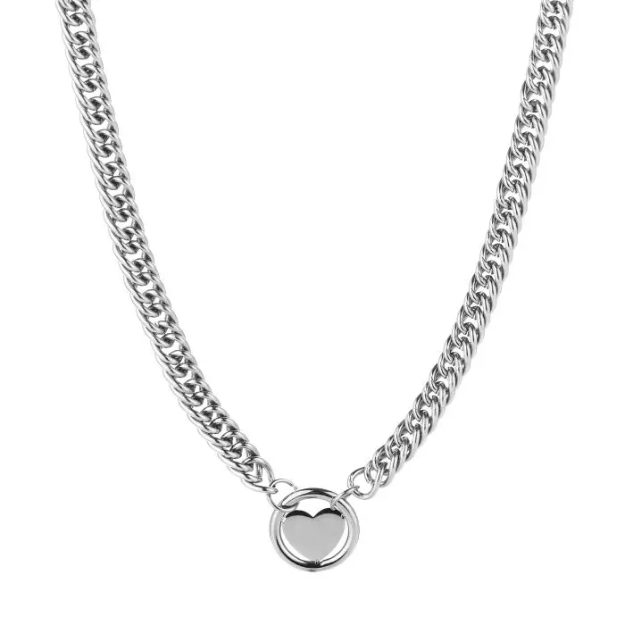 Michelle Bijoux Ketting schakel hart Zilver