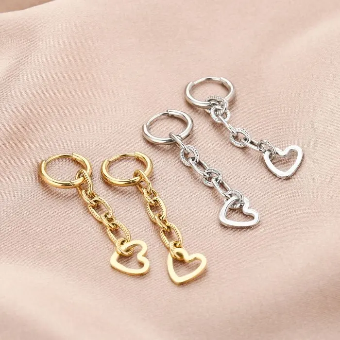 Michelle Bijoux Oorbellen chain heart